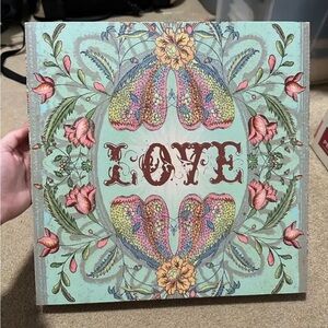 Floral “Love” Canvas Wall Art